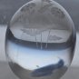 Glass egg paperweight with copper wheel engraved flowers