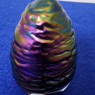 Glass eye iridescent treaded egg paperweight
