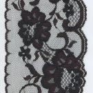 Vintage Floral Flat Lace Ribbon Trim 1 YARD Black 4" Wide