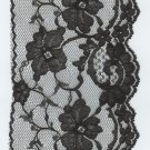Vintage Floral Flat Lace Ribbon Trim 1 YARD Black 3.75" Wide