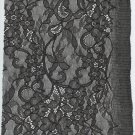 Floral Lace Fabric REMNANT Scrap Piece Trim Black 5x9" Wide