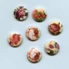 Antique Cabbage Rose Print Shabby Chic Metal Flat Back Buttons Scrapbooking Embellishments