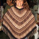 Embroidered brown Poncho,natural alpacawool,outerwear