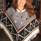 Embroidered Poncho,jacket made of Alpacawool