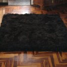 Black alpaca fur carpet, from the Andes of Peru, 80 x 60 cm