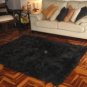 Black alpaca fur carpet, from the Andes of Peru, 80 x 60 cm