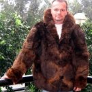 Brown Alpaca pelt jacket for men, fur outerwear