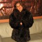 Brown Alpaca pelt midi jacket for women, fur outerwear