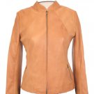 Women’s beige casual Lambskin leather Jacket, outerwear