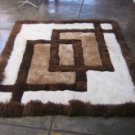 Peruvian Alpaca fur rug with geometric design, 80 x 60 cm