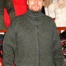Cardigan for men with ziper, double knitted, jacket alpaca wool