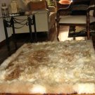 Soft light brown babyalpaca fur rug, 80 x 60 cm