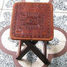 Side table, massive Mahogany wood, carved leather