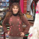 Brown hand embroidered Cardigan, jacket made of Alpaka