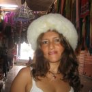 White fur cap, hat is made of Babyalpaca fur