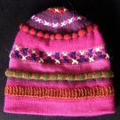 Pink beanie cap, made of alpaca wool, woolen hat