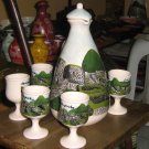 Ethnic ceramic carafe and 6cup , handpainted in Peru