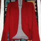 Red Cardigan with a grey sweater, pure Alpacawool