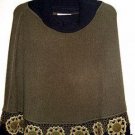 Embroidered turtleneck Poncho,Alpacawool,outerwear
