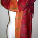 Red weaved shawl,scarf mix Babyalpaca wool and Silk