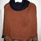 Embroidered Poncho with turtleneck, Alpaca wool