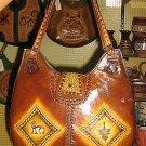 Handmade ethnic leather bag from Peru