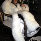 White Baby alpaca fur maxi hooded long coat,,outerwear