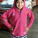 Pink hooded cardigan made of alpacawool