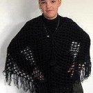 Crocheted black Poncho,made of Alpacawool
