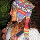 Multicolour peruvian chullo long tail hat, Alpacawool