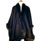 Cape,Alpaca wool and fur trimming wrap,outerwear
