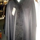 Cape,Poncho,  Baby Alpaca wool and fur collar outerwear