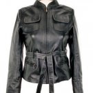 Women's black distressed Leather Jacket