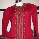 Red embroidered longsleeve Jumpe,made of alpacawool