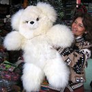 White fur Teddy baer, made of Alpaca fur, 31.5 Inches