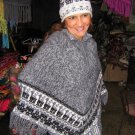 Gray poncho & Hat made of Alpacawool,outerwear