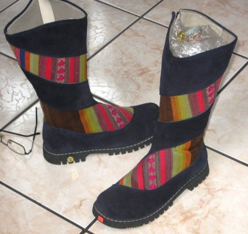 Handmade dark blue boots, Nappa leather shoes