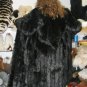 Black chinchilla fur long coat, unique outerwear