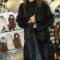 Black chinchilla fur long coat, unique outerwear
