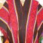 Typical peruvian red Poncho with stripes, Inca designs