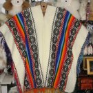 Typical peruvian white Poncho, folkloric designs