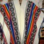 Typical peruvian white Poncho, folkloric designs