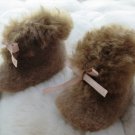 Soft brown Baby Alpaca Fur Slippers, 0 - 12 month