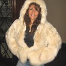 Beige hooded pelt jacket made of soft Surialpaca pelt