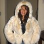 Beige hooded pelt jacket made of soft Surialpaca pelt