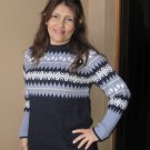 Sweater knitted of alpaca wool, blue colors