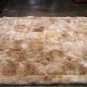 Peruvian light Beige alpaca fur rug, rhombus design, 80 x 60 cm
