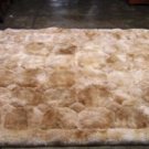 Peruvian light Beige alpaca fur rug, rhombus design, 220 x 200 cm