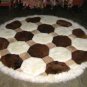 Peruvian round Rug, alpaca fur tricolor, 140 cm