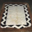 White and brown alpaca fur rug from Peru, 90 x 60 cm